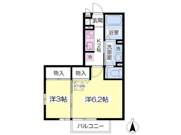 モナハウス 105｜神奈川県厚木市及川１丁目(賃貸アパート2K・1階・30.36㎡)の写真 その2