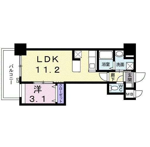 ルピナス天神｜福岡県福岡市中央区渡辺通５丁目(賃貸マンション1LDK・8階・34.78㎡)の写真 その2