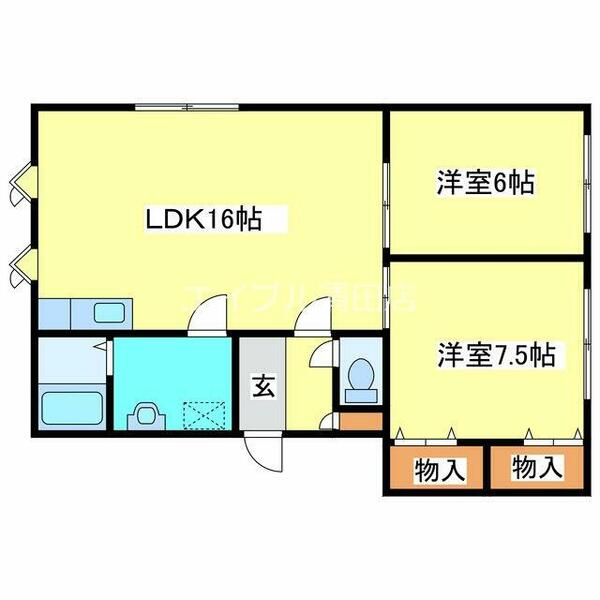 サンピア３６｜北海道札幌市清田区真栄一条２丁目(賃貸アパート2LDK・3階・65.90㎡)の写真 その2