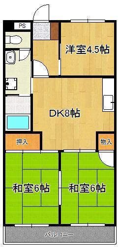 シャトレ中井｜福岡県北九州市小倉北区中井５丁目(賃貸マンション3DK・5階・54.45㎡)の写真 その2