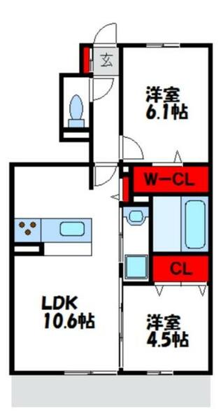 Ｄ－ｒｏｏｍあけぼの｜福岡県福津市あけぼの(賃貸アパート2LDK・1階・50.68㎡)の写真 その2