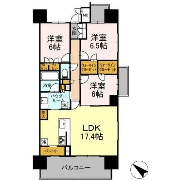 プレミスト徳山ザ・レジデンス 204｜山口県周南市銀座１丁目(賃貸マンション3LDK・2階・84.35㎡)の写真 その2