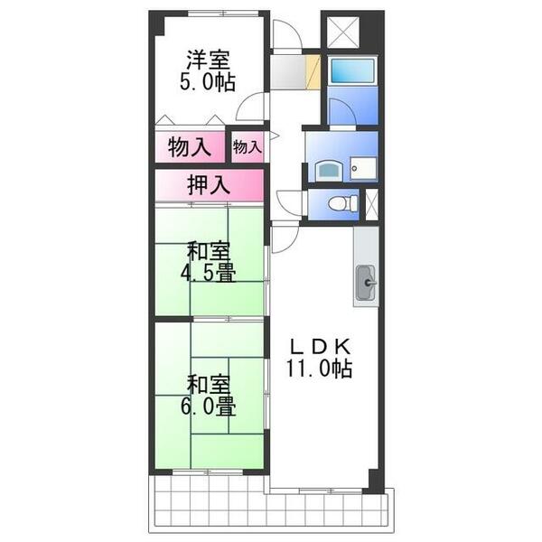 フローラル岸和田｜大阪府岸和田市上野町西(賃貸マンション3LDK・7階・65.65㎡)の写真 その2