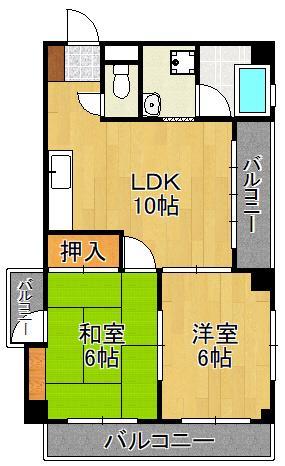 サンライズ片野｜福岡県北九州市小倉北区片野３丁目(賃貸マンション2LDK・5階・46.20㎡)の写真 その2