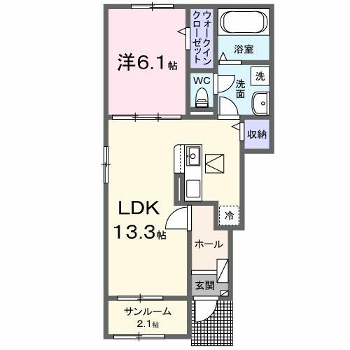 グラン　ビレッジ　ウー　Ⅲ｜茨城県水戸市石川２丁目(賃貸アパート1LDK・1階・50.01㎡)の写真 その2