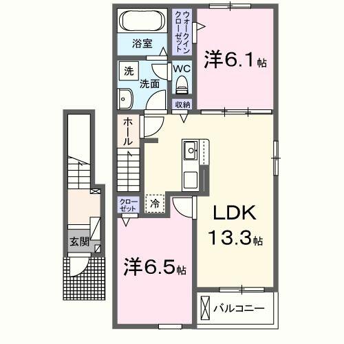 グラン　ビレッジ　ウー　Ⅲ｜茨城県水戸市石川２丁目(賃貸アパート2LDK・2階・59.55㎡)の写真 その2