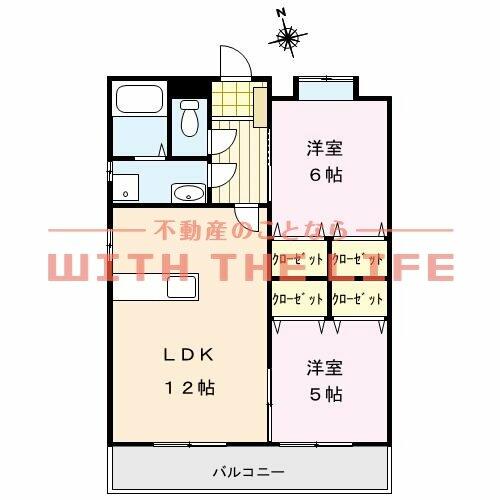 キャッスルコート 206｜福岡県久留米市高良内町(賃貸マンション2LDK・2階・60.00㎡)の写真 その2