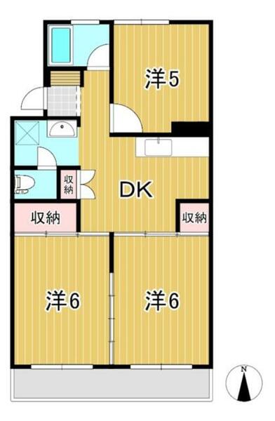 ハイツことぶき 503｜茨城県日立市高鈴町２丁目(賃貸マンション3DK・5階・50.29㎡)の写真 その2