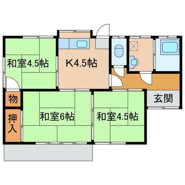 ＴＭ貸家　２号棟｜鹿児島県鹿屋市寿８丁目(賃貸一戸建3DK・--・47.00㎡)の写真 その2