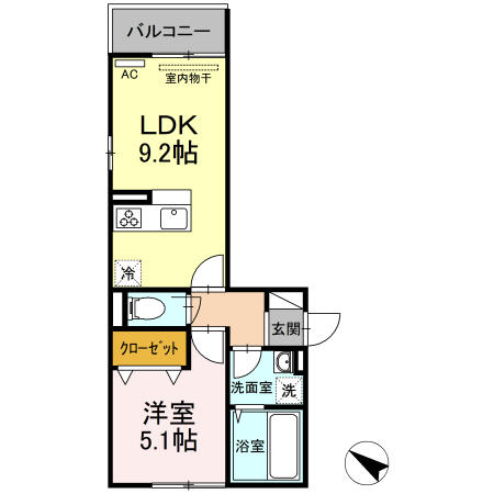 Ｇｒａｎｄ　ｓｏｌｅｉｌ小倉北 301｜福岡県北九州市小倉北区熊谷３丁目(賃貸アパート1LDK・3階・36.26㎡)の写真 その2