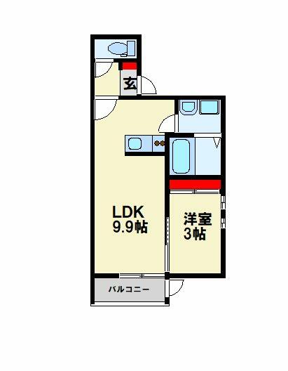 Ａｉｍｅ　Ｃｏｏｋ戸畑 102｜福岡県北九州市戸畑区南鳥旗町(賃貸アパート1LDK・1階・30.57㎡)の写真 その2