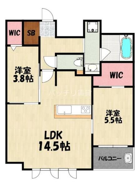 エンクレスト博多ＳＴＹＬＥ｜福岡県福岡市博多区住吉３丁目(賃貸マンション2LDK・15階・57.45㎡)の写真 その2