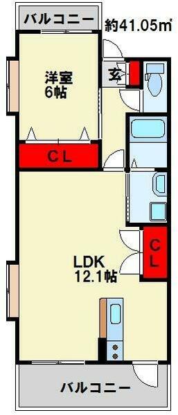 アースコートＹ’ｓシティ香春口 604｜福岡県北九州市小倉北区香春口２丁目(賃貸マンション1LDK・6階・41.05㎡)の写真 その2