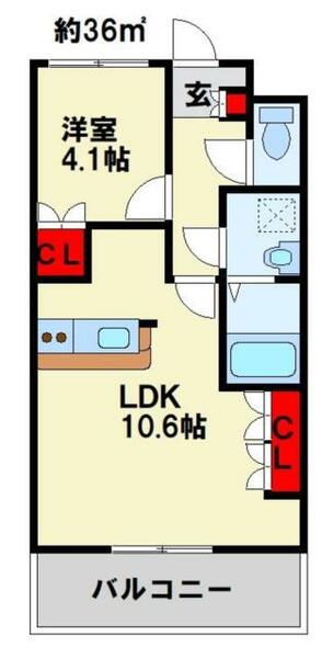 ヴァンベール 103｜福岡県行橋市大字今井(賃貸アパート1LDK・1階・36.00㎡)の写真 その2