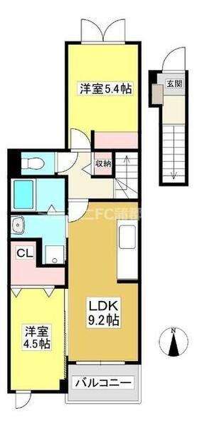 パークサイド・竹浜｜愛知県蒲郡市三谷北通１丁目(賃貸アパート2DK・2階・49.89㎡)の写真 その2