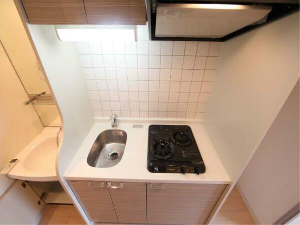 画像8:システムキッチン（ガス２口）冷蔵庫・レンジ等ご用意できます