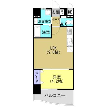 加治屋町ＭＳＨ 502｜鹿児島県鹿児島市加治屋町(賃貸マンション1LDK・5階・32.49㎡)の写真 その2