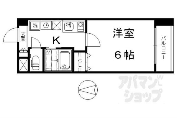 京都府京都市下京区西七条中野町(賃貸マンション1K・5階・20.25㎡)の写真 その2