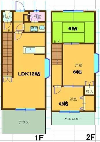 ボーントマトタウン A-1｜福岡県久留米市東合川１丁目(賃貸テラスハウス3LDK・--・65.00㎡)の写真 その2