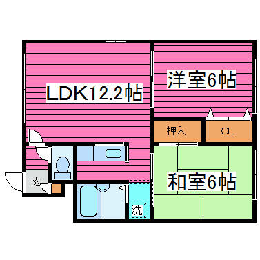 北海道札幌市東区北四十八条東１６丁目(賃貸アパート2LDK・3階・50.41㎡)の写真 その2