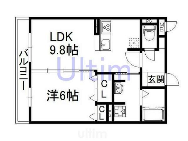 サンクレール｜京都府京都市伏見区竹田浄菩提院町(賃貸アパート1LDK・2階・40.07㎡)の写真 その2