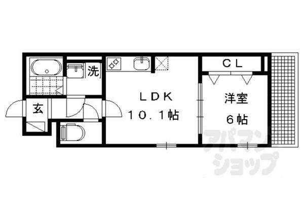 京都府京都市左京区岩倉中町(賃貸アパート1LDK・2階・41.50㎡)の写真 その2