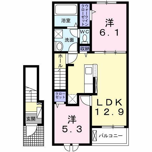 エアリー　ガーデン 203｜大分県別府市上人仲町(賃貸アパート2LDK・2階・56.48㎡)の写真 その2