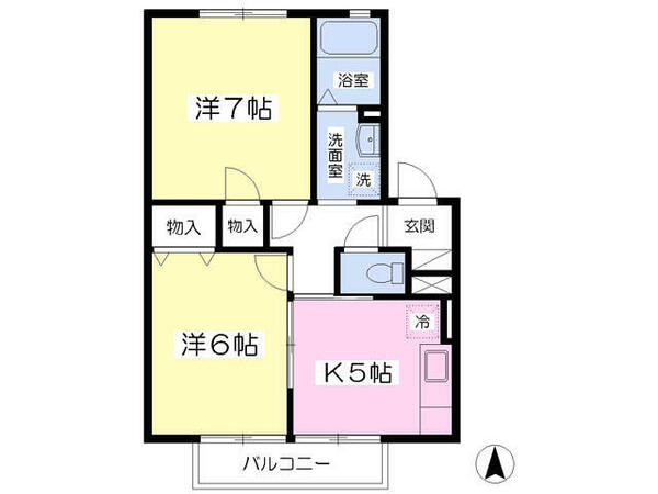 メゾン・エクセラン 102｜群馬県高崎市上豊岡町(賃貸アパート2K・1階・44.15㎡)の写真 その2