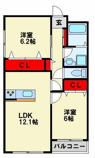 ヴァリオヴランカ 305｜福岡県北九州市八幡西区小嶺２丁目(賃貸アパート2LDK・3階・59.16㎡)の写真 その2