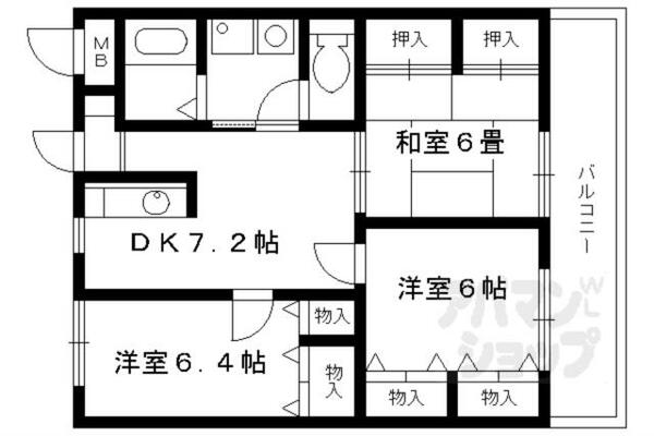 京都府京都市左京区岩倉花園町(賃貸マンション3DK・1階・60.32㎡)の写真 その2