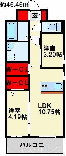 ＡＬｉＳＳ堺町 801｜福岡県北九州市小倉北区堺町２丁目(賃貸マンション1SLDK・8階・46.46㎡)の写真 その2