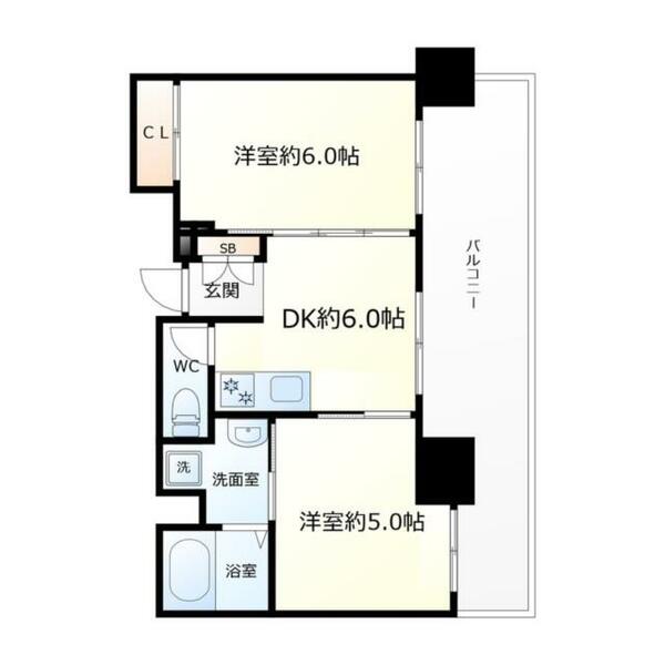 グレイスフル桜川 505｜大阪府大阪市浪速区桜川２丁目(賃貸マンション2DK・5階・40.34㎡)の写真 その2