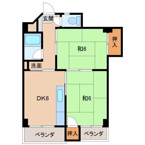 コーポひかり｜和歌山県和歌山市神前(賃貸マンション2DK・2階・43.00㎡)の写真 その2