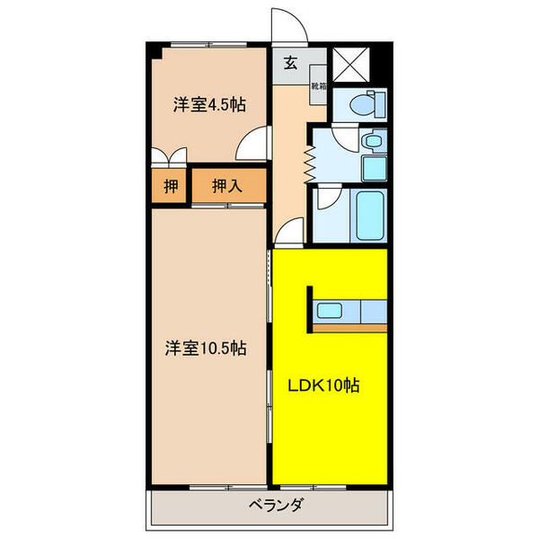 ユーハイツ 305｜岐阜県大垣市三本木４丁目(賃貸マンション2LDK・3階・56.00㎡)の写真 その2