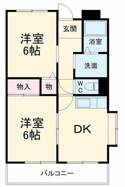 ビラ富が丘 201｜愛知県名古屋市名東区富が丘(賃貸マンション2DK・2階・52.06㎡)の写真 その2