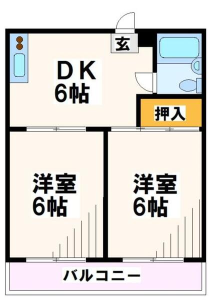 メゾン明日香｜東京都府中市是政５丁目(賃貸マンション2DK・3階・34.02㎡)の写真 その2
