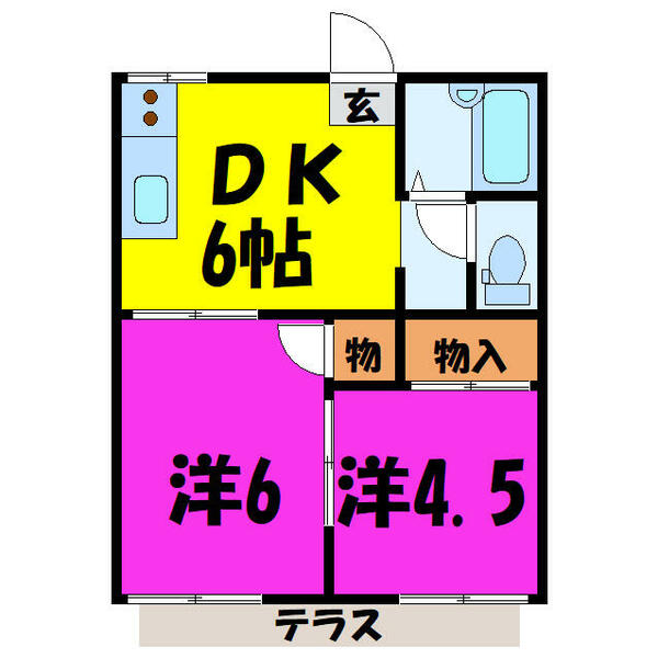 埼玉県東松山市本町１丁目(賃貸アパート2DK・1階・30.48㎡)の写真 その2