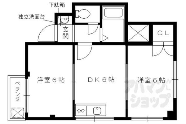 京都府京都市中京区西ノ京北壺井町(賃貸マンション2DK・2階・34.00㎡)の写真 その2