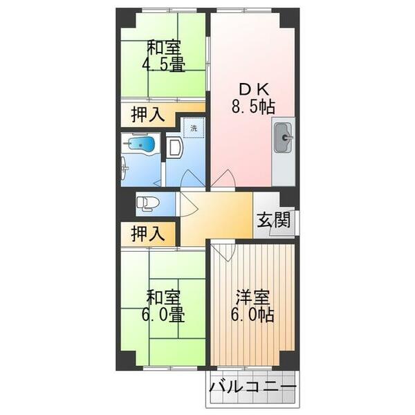 レジデンストーア｜大阪府大阪市阿倍野区美章園２丁目(賃貸マンション3DK・3階・57.30㎡)の写真 その2