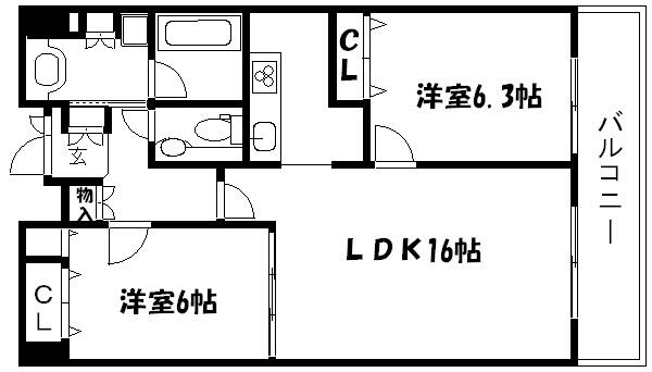 レジディア御所東 702｜京都府京都市上京区河原町通丸太町上る新烏丸頭町(賃貸マンション2LDK・7階・63.41㎡)の写真 その2