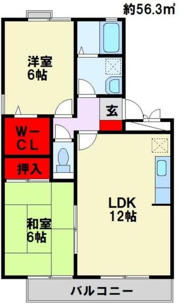 ポサーダ平田 302｜福岡県北九州市八幡西区下上津役４丁目(賃貸アパート2LDK・3階・56.00㎡)の写真 その2