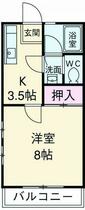 トヤマハイツ 2-202 ｜ 埼玉県さいたま市南区内谷６丁目（賃貸アパート1K・2階・26.50㎡） その2