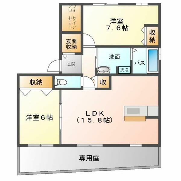 エルラード　チャチャＮ・Ｓ S101｜青森県八戸市諏訪２丁目(賃貸アパート2LDK・1階・71.13㎡)の写真 その2