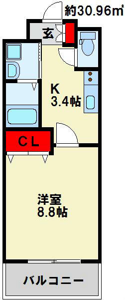 ソッジョルノ高田 203｜福岡県北九州市門司区高田１丁目(賃貸アパート1K・2階・30.96㎡)の写真 その2