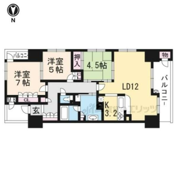 メイツ京都山科 902｜京都府京都市山科区竹鼻堂ノ前町(賃貸マンション3LDK・9階・76.30㎡)の写真 その2