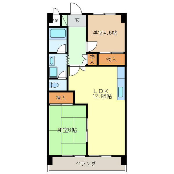 岐阜県岐阜市福光東２丁目(賃貸マンション2LDK・5階・54.01㎡)の写真 その2