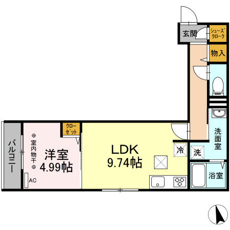 群馬県前橋市千代田町４丁目(賃貸アパート1LDK・3階・39.81㎡)の写真 その2