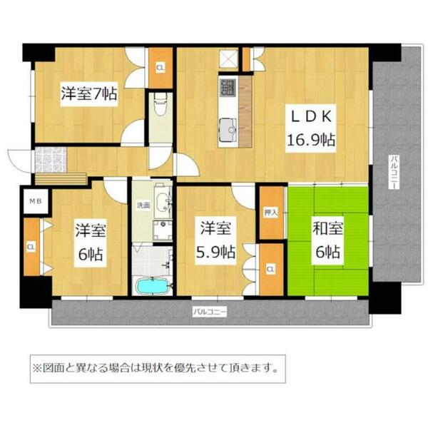 福岡県北九州市小倉北区大手町(賃貸マンション4LDK・11階・87.60㎡)の写真 その2