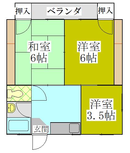 つじよしビル 201｜大分県別府市北浜３丁目(賃貸アパート3K・2階・41.16㎡)の写真 その2