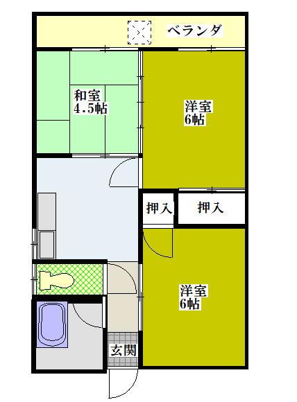 伊藤ビル 403｜大分県別府市千代町(賃貸アパート3DK・4階・44.62㎡)の写真 その2